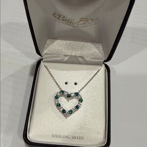 Created Emerald and White Sapphire Heart Pendant Necklace in Sterling Silver
